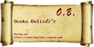 Ocsko Belizár névjegykártya